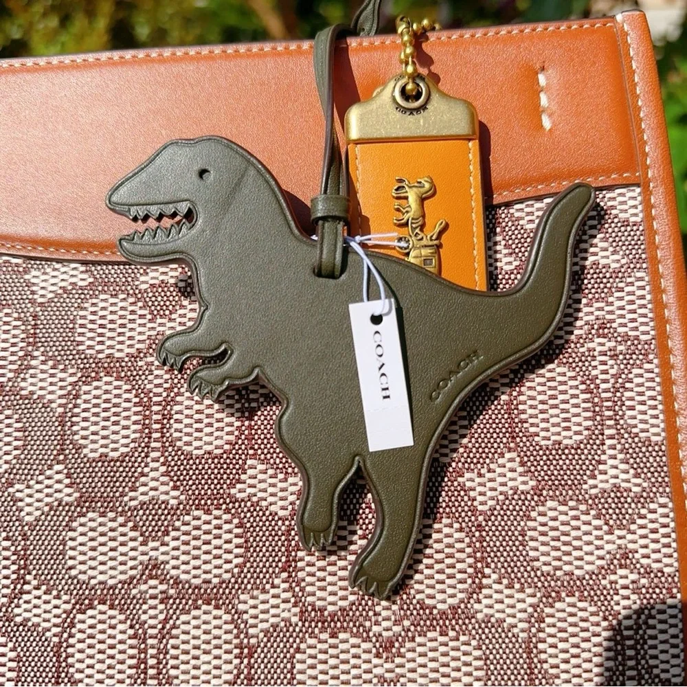Coach Olive Green Dino Leather Bag Charm